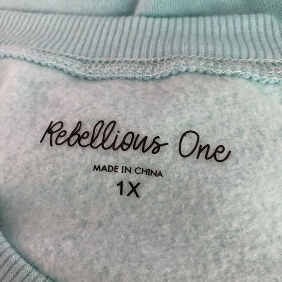 REBELLIONS ONE SWEATSHIRT WOMENS JUNIORS GREEN (AQUA) PULL ON GRAPHIC FLEECEE - Picture 8 of 10